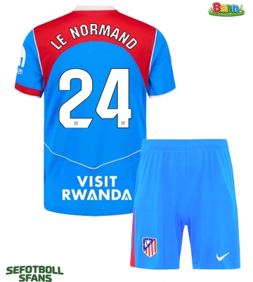 Atletico Madrid Robin Le Normand #24 Tredjeställ Barn 2025-26 Kortärmad (+ Korta byxor)